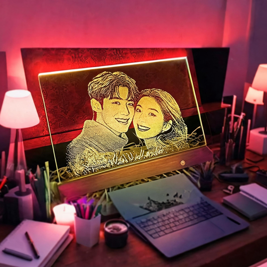 Handcrafted Glass Portrait (With LED Base and Gift Box)